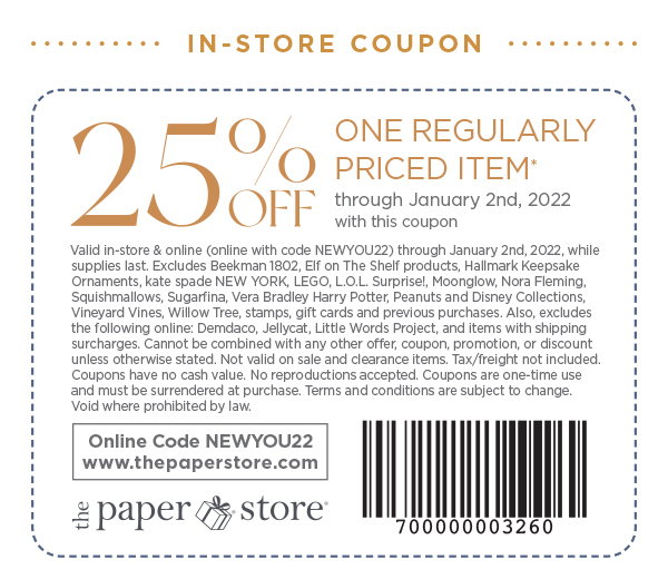 Save 25% off one regularly priced item (Online use code NEWYOU22). In store use coupon. Find a store.