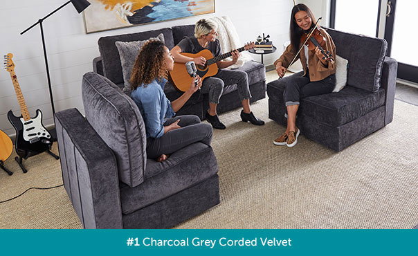 #1 Charcoal Grey Corded Velvet