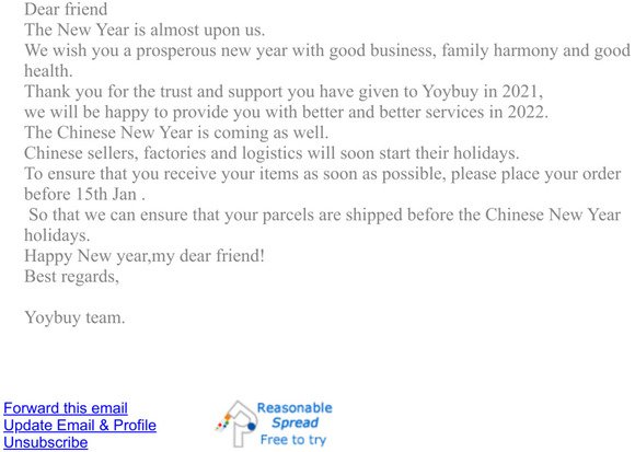 New Year's congratulations from Yoybuy