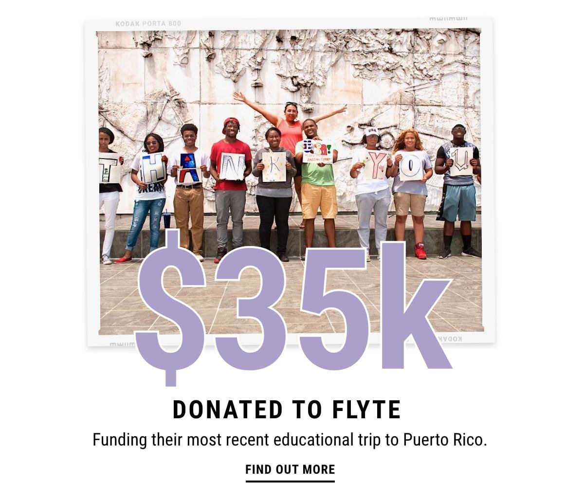 $35K Donated to FLYTE - Find out more