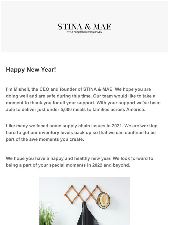 Message from STINA & MAE Founder - Thank you,