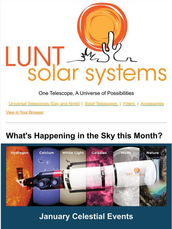 Your January 2021 Sky! New Year, New Lunt Focuser!