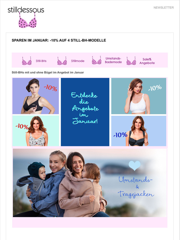 Sparen im Januar: -10% auf 4 Still-BH-Modelle