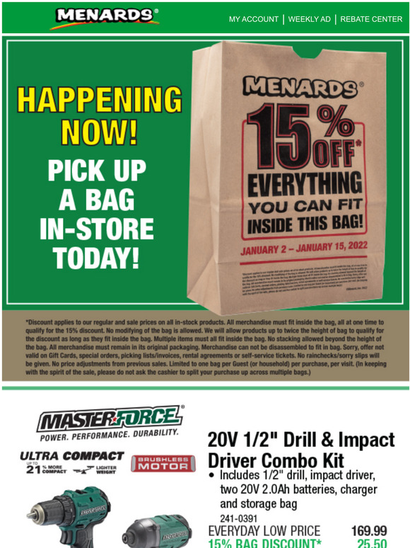 Menards BAG SALE IS BACK! GET 15 OFF* Milled