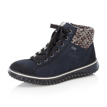 Z4243-14 Cordula RiekerTEX Winter Boots with Knitted Collar in Navy