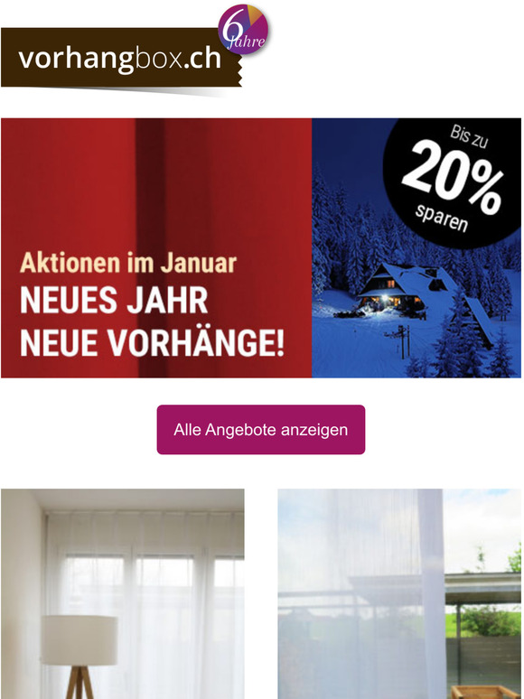 Januar-Aktion: bis zu 20% Rabatt auf ausgesuchte Vorhnge