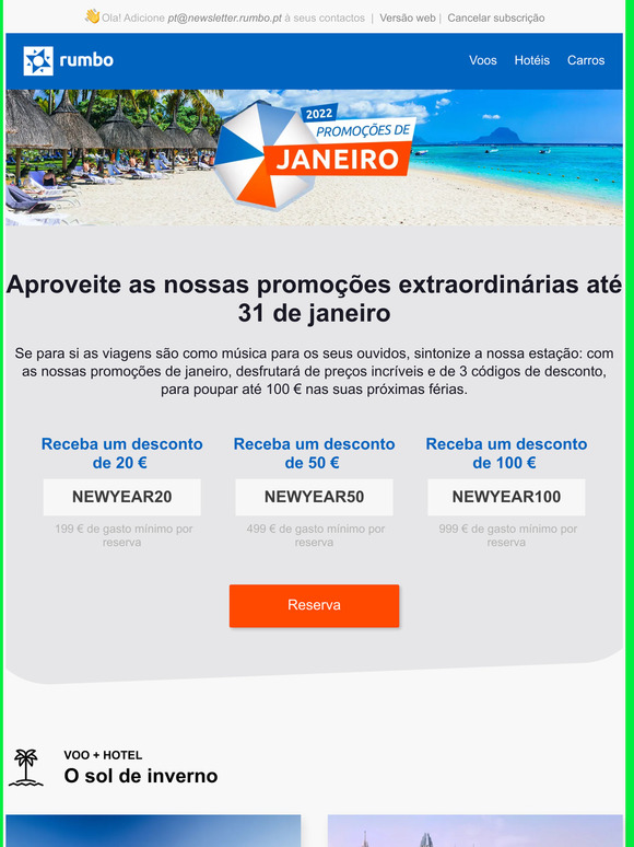   Promoes de janeiro: um cdigo de desconto de 100  para a sua viagem