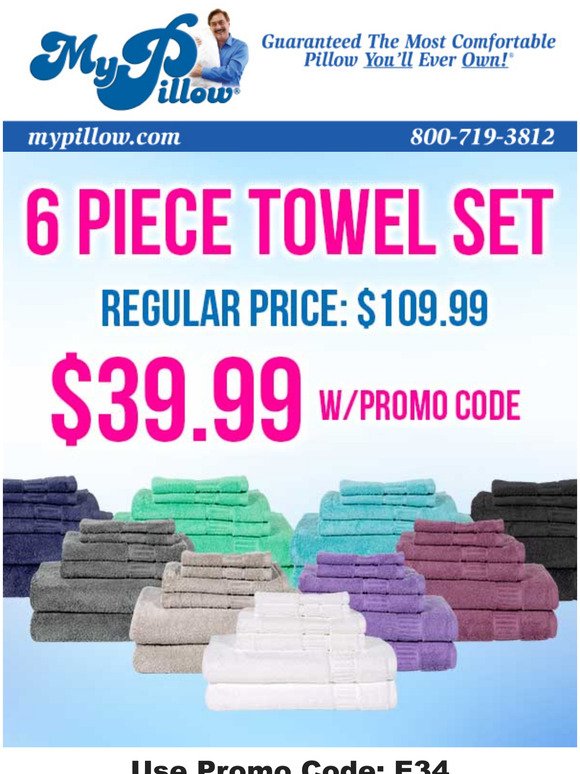 MyPillow - Limited Time Offer! 6-piece towel set for $39.99 with
