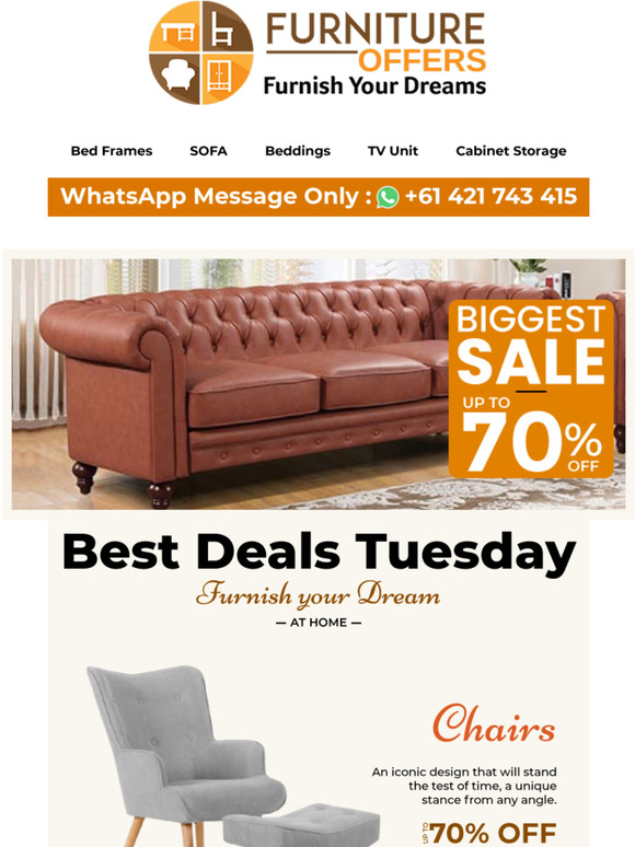 Shop Amazing Furniture - Up to 70 % Off!!