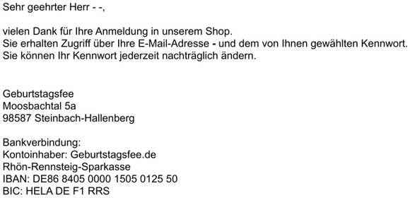 Deine Registrierung bei Geburtstagsfee.de