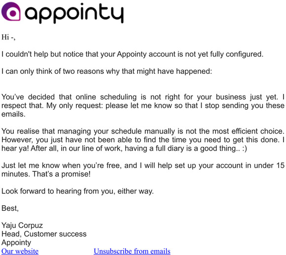 Is Appointy still welcome in your inbox?