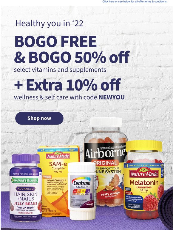 If you only read 1 email... Look no further for BOGO FREE and BOGO 50% off vitamins! Keep your nutrient levels high 