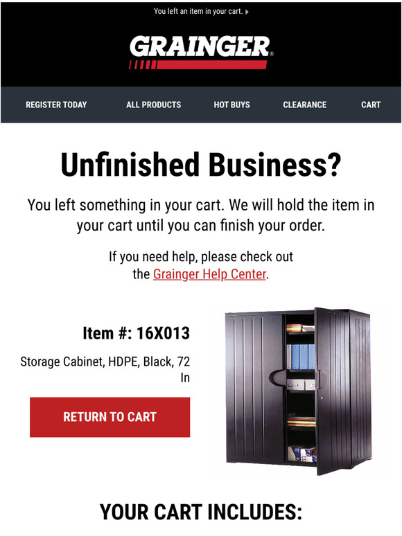 Grainger Check out today. Your order is waiting for you. Milled