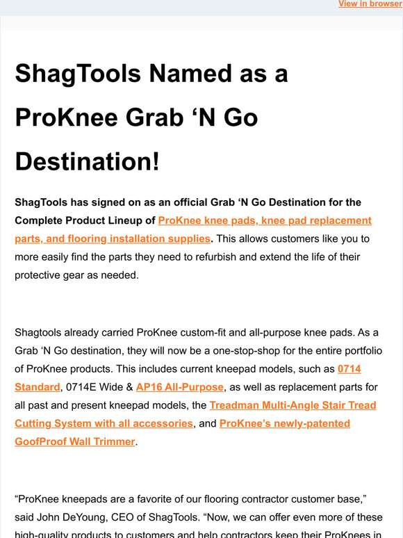 ShagTools Named as a ProKnee Grab N Go Destination!