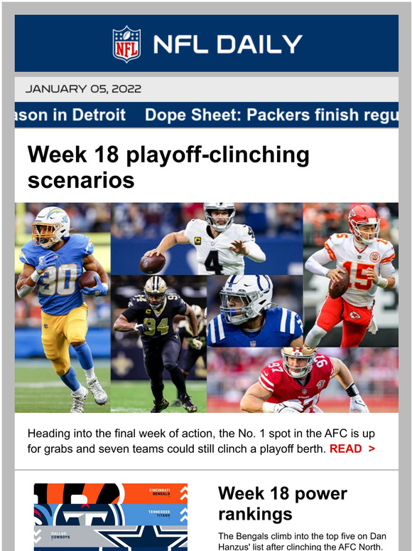 nfl game pass europe Week 18 playoffclinching scenarios Milled