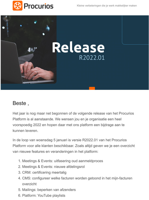 Uitfasering oud aanmeldproces Meetings & Events en andere ontwikkelingen in je Procurios Platform!