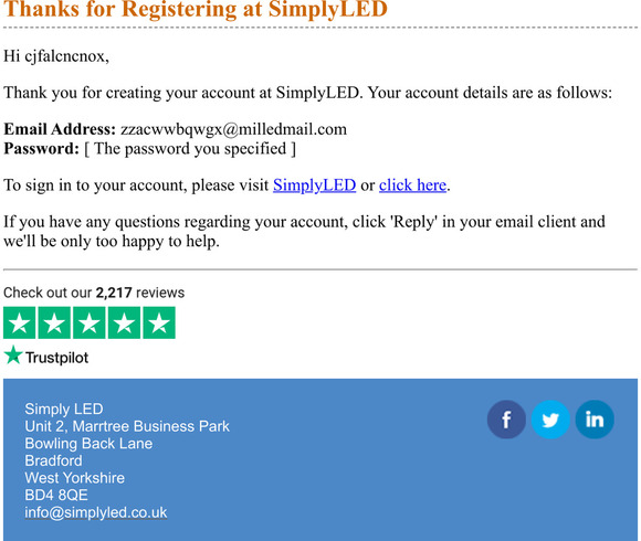 Thanks for Registering at SimplyLED