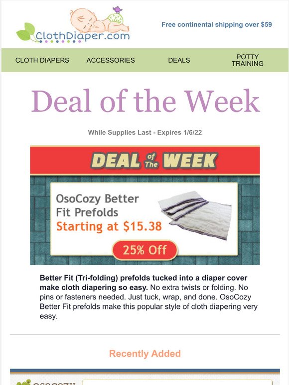 Deal of the Week: 25% Off OsoCozy Better Fit Prefolds