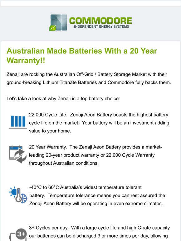 Australian Made Batteries With a 20 Year Warranty