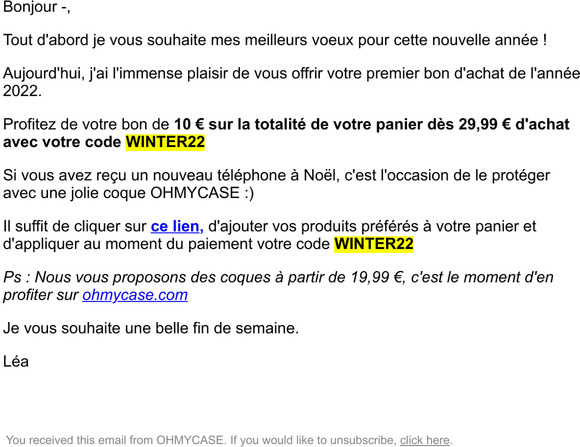 Re : votre bon d'achat pour la nouvelle anne !