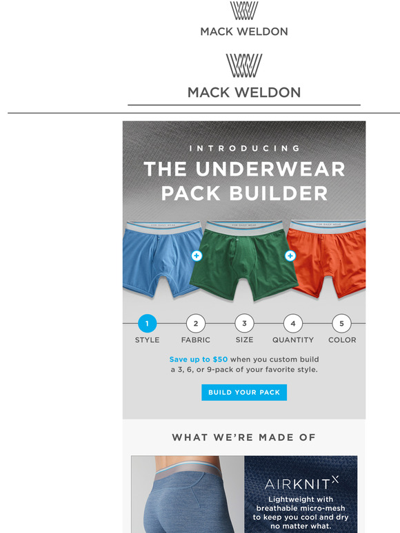 Mack Weldon: Meet our NEW Underwear Pack Builder. | Milled