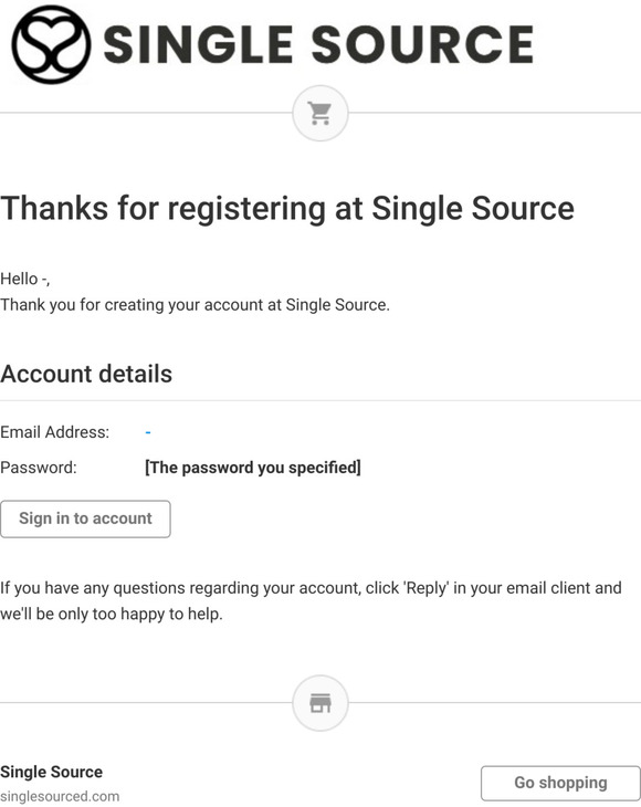Thanks for registering at Single Source