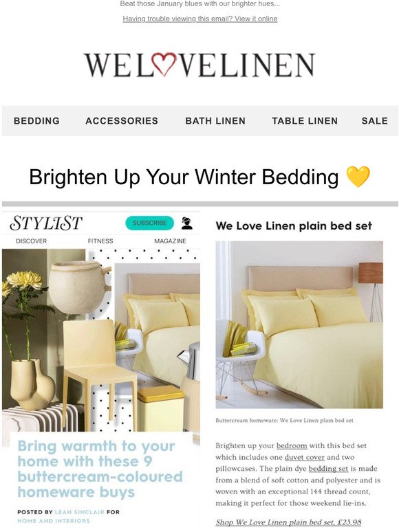 As Seen In Stylist! The Buttercream Bed Set To Brighten Your Winter 