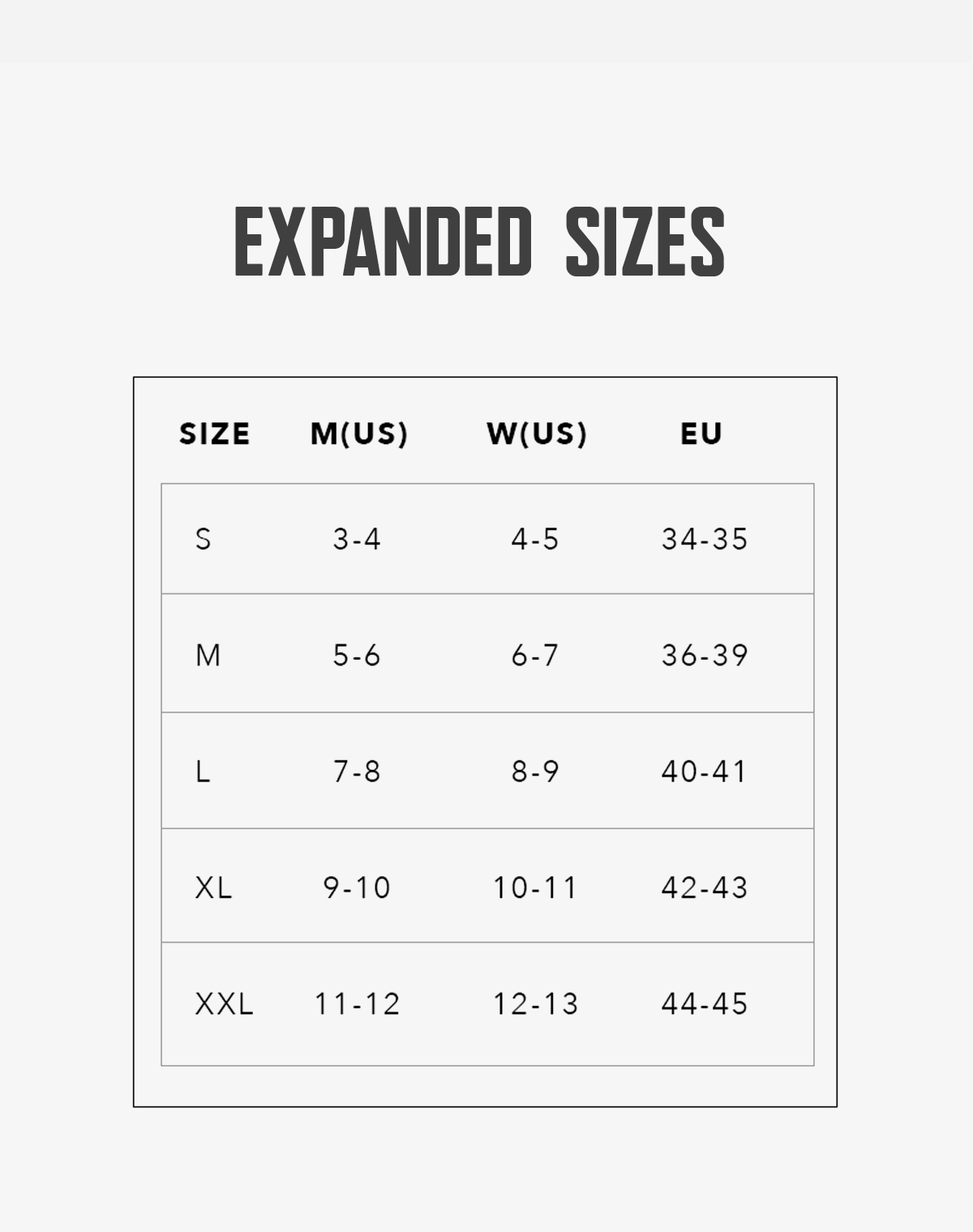 expanded sizes