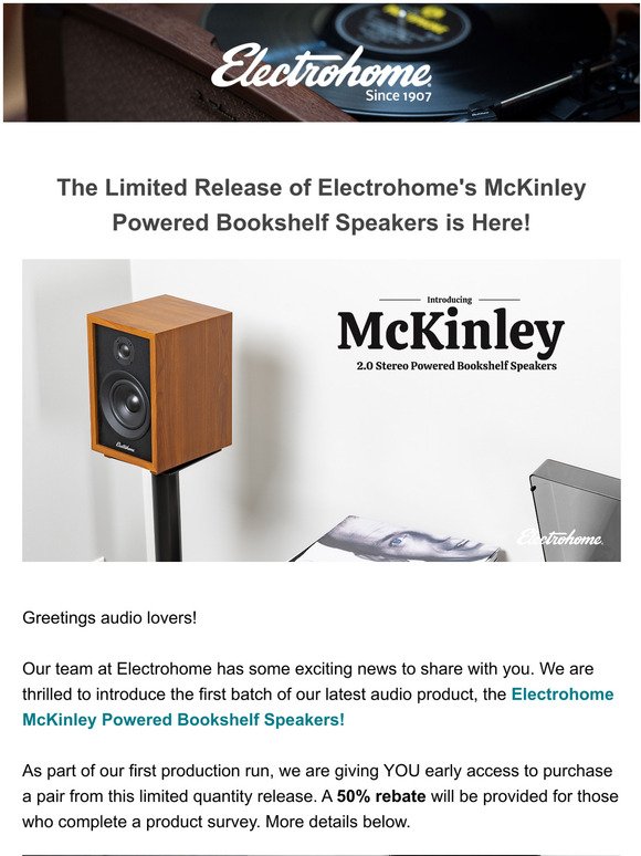 Introducing NEW Electrohome McKinley Powered Bookshelf Speakers