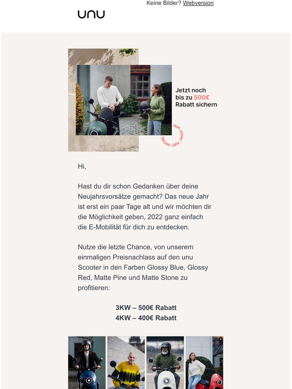 Starte das neue Jahr mit deinem unu Scooter 