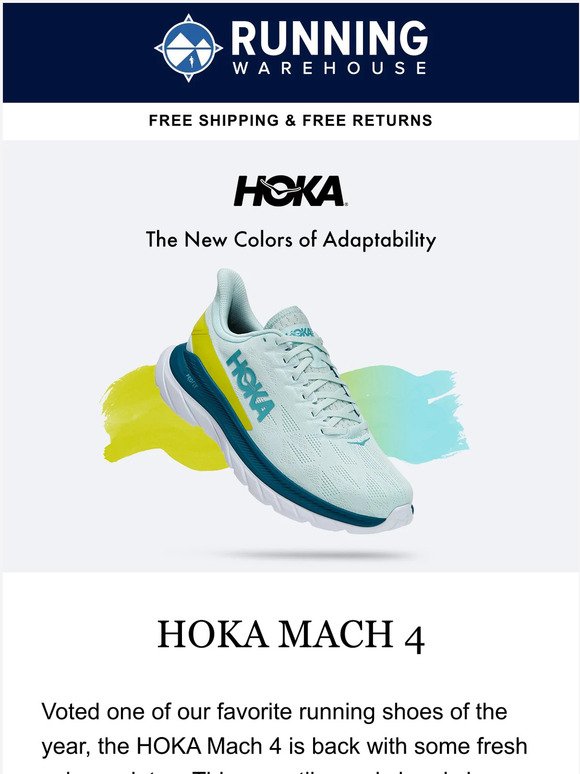 Running Warehouse: HOKA'S Mach 4 - The New Colors in Adaptability | Milled