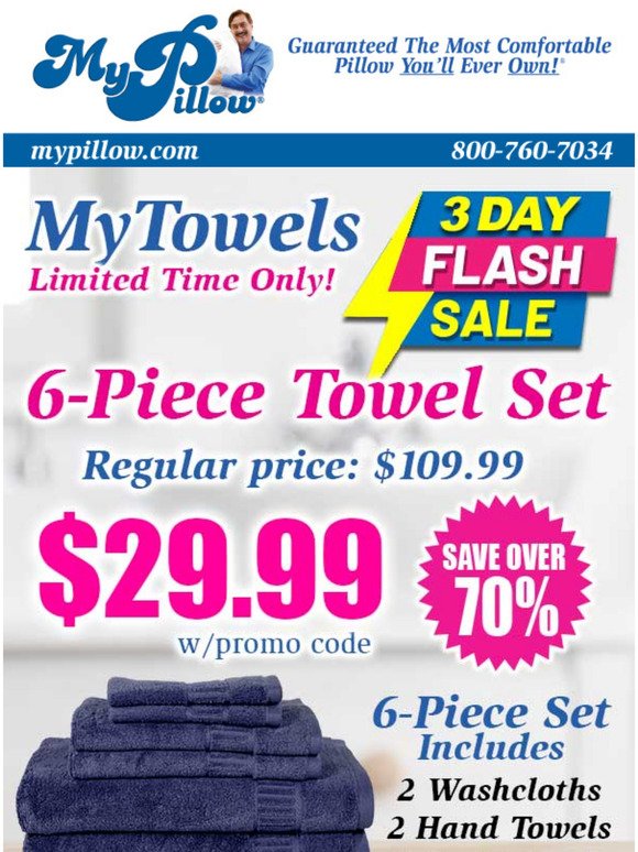 My Pillow Towels That Work Towel Set Of 6 White - Dutch Goat