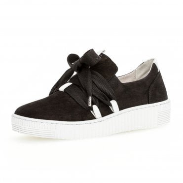 Waltz Lace Up Sport Sneakers in Black/White