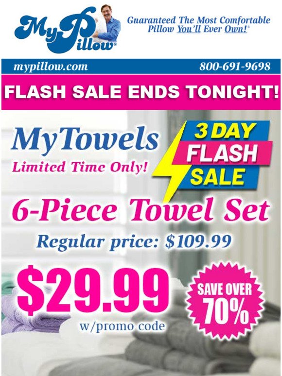 Introducing MyPillow 6-pack Dish Towel Set for $29.99 with promo code R773.