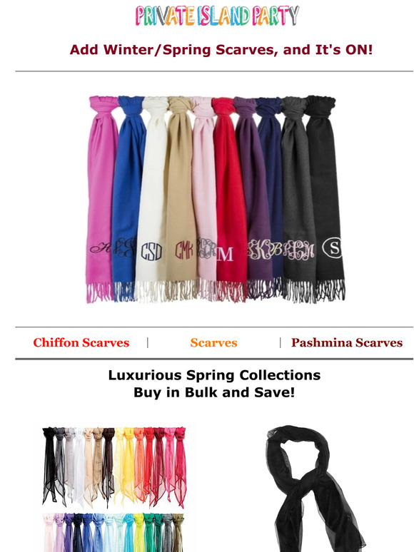 Private Island Party LLC Luxurious Low Cost Scarves Over 25+ Colors