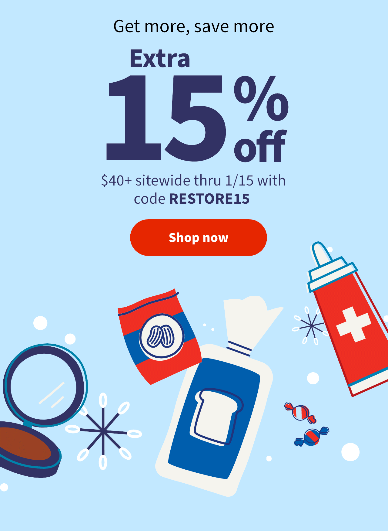 Extra 15% off WYS $40 with code RESTORE15 + Extra 20% off WYS $80 with code RESTORE20