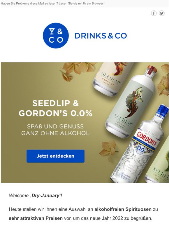 Seedlip & Gordon's: Alkoholfreie Drinks fr ein topfittes 2022