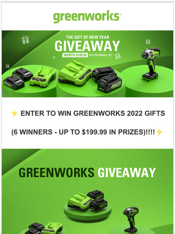 Greenworks 2022 New Year Giveaway