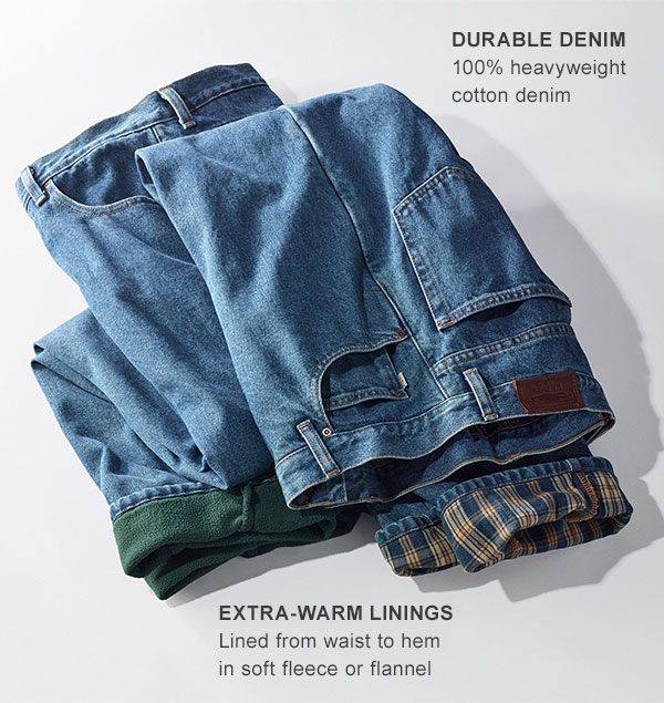 L.L.Bean Global ExtraCozy Lined Jeans for Men Milled