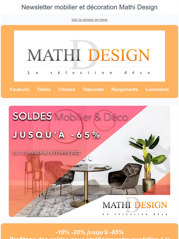 Newsletter Mobilier et Dcoration SOLDES HIVER