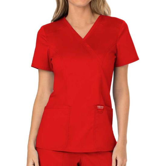 Cherokee Workwear Revolution Women's Mock Wrap Scrub Top