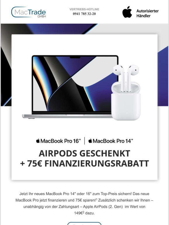 AirPods geschenkt + 75 Rabatt  Das neue MacBook Pro entdecken