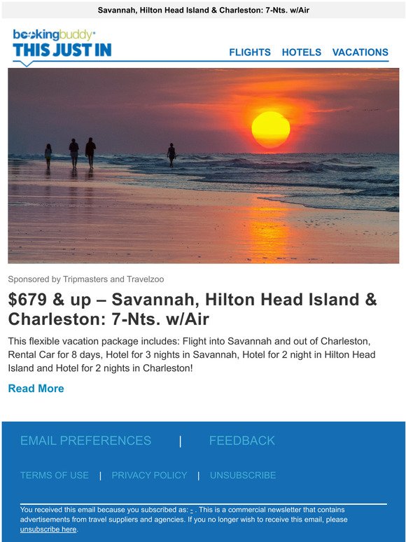 $679 & up  Savannah, Hilton Head Island & Charleston: 7-Nts. w/Air