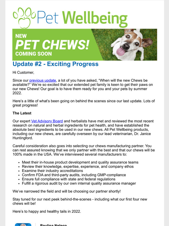 Pet Wellbeing NEW! Pet Wellbeing Chews Coming 2022! Milled