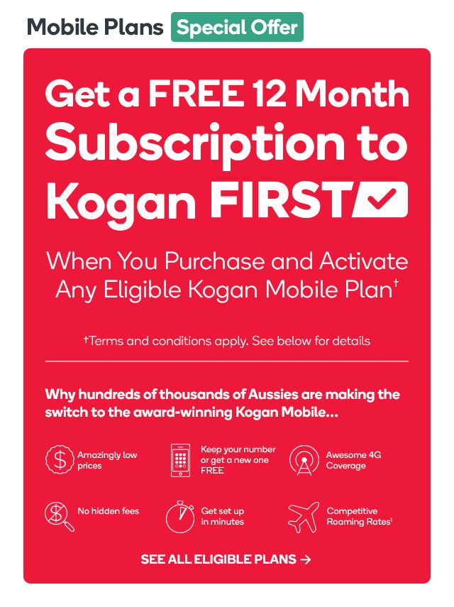 Free Kogan First with Kogan Mobile