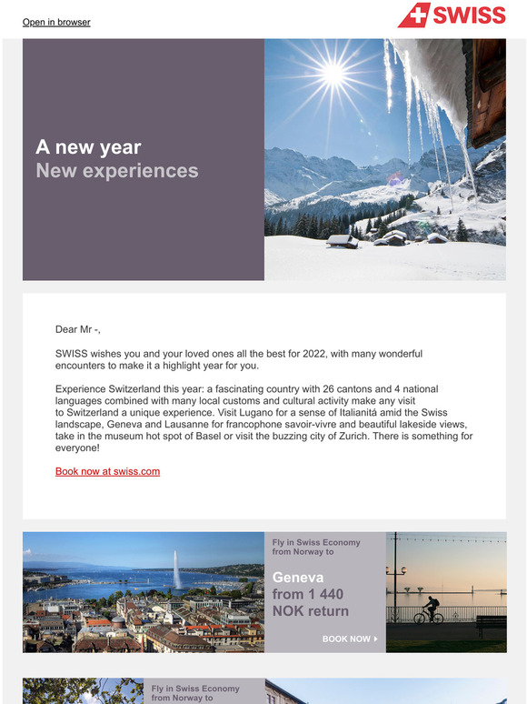 A new year full of new experiences with SWISS 