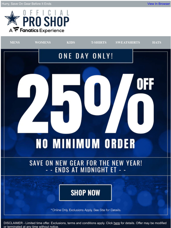 Dallas Cowboys Pro Shop - ⚠️ LAST CHANCE ⚠️ Take 25% OFF the