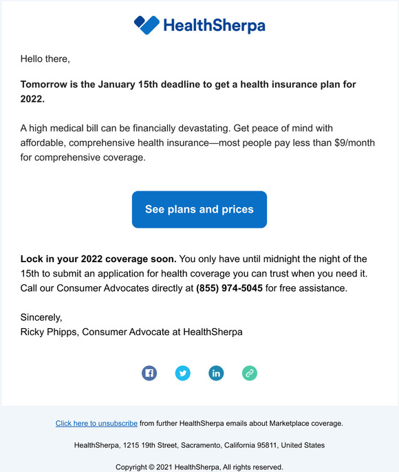 Time is running outOpen Enrollment ends January 15th