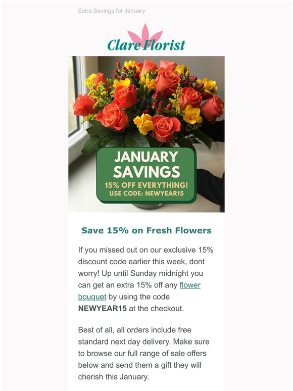 Save 15% this weekend with code NEWYEAR15