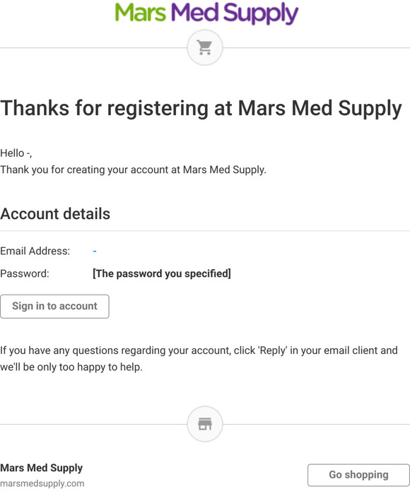 Thanks for registering at Mars Med Supply